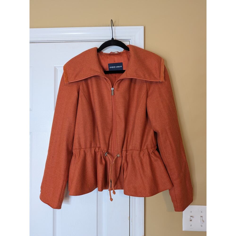 Vintage Giorgio Armani Classico Wool Silk Cashmere Jacket Orange IT 44 / US 8
